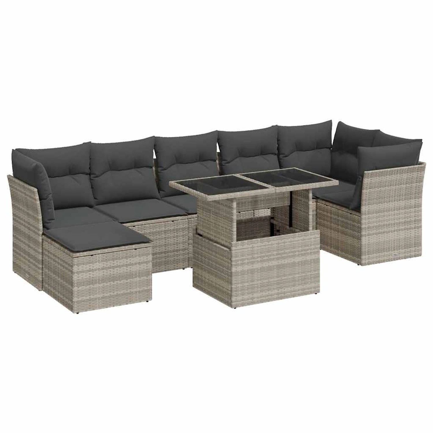 vidaXL 8-Tlg Garten-Sofagarnitur mit Kissen Hellgrau Poly Rattan 3326203 günstig online kaufen