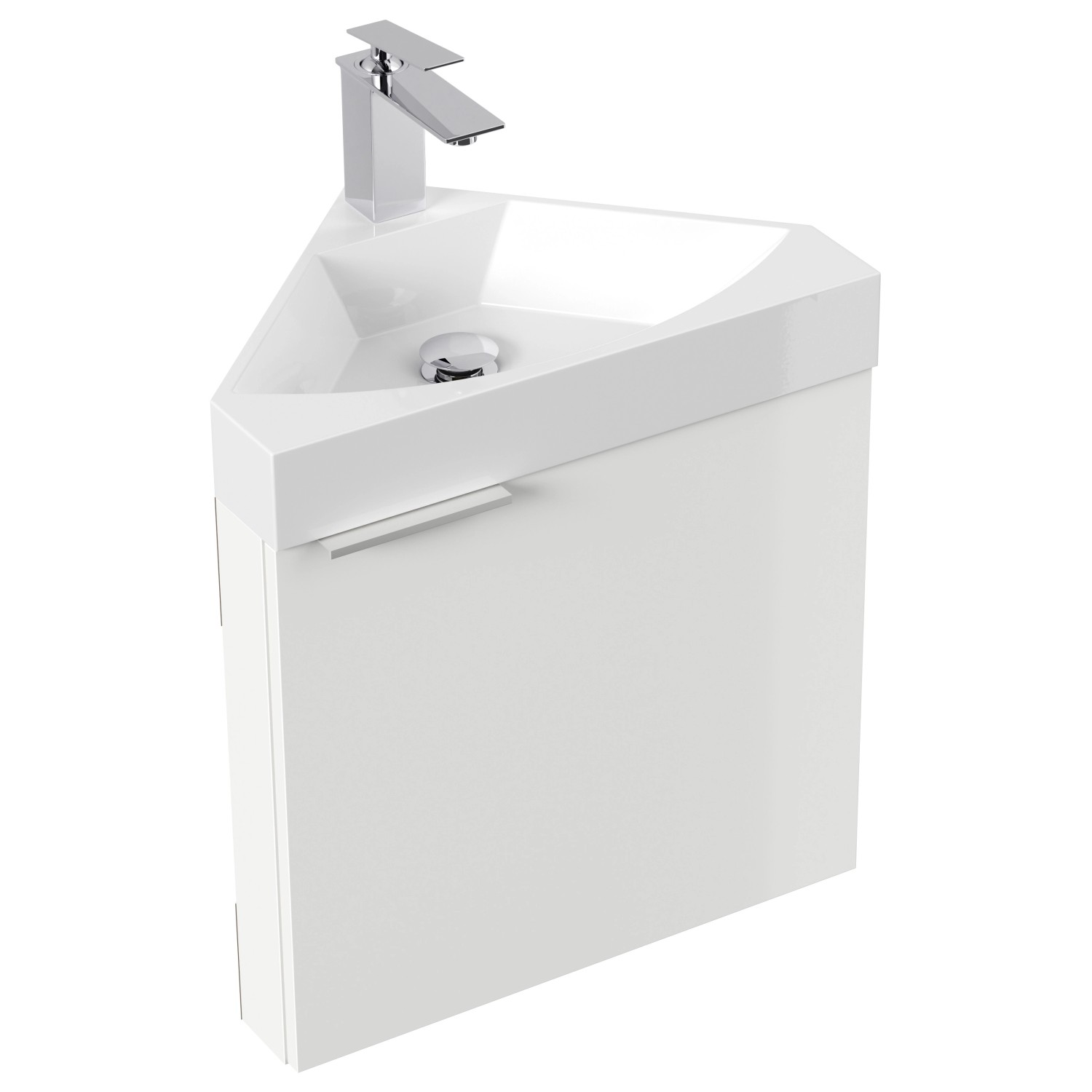 Posseik Eckbadmöbel Delta Slimline für Gäste-WC SoftClose Weiß Hochglanz günstig online kaufen