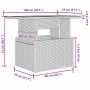 Skizze des vidaXL Garten-Bar-Sets aus grauem Polyrattan mit Maßangaben.