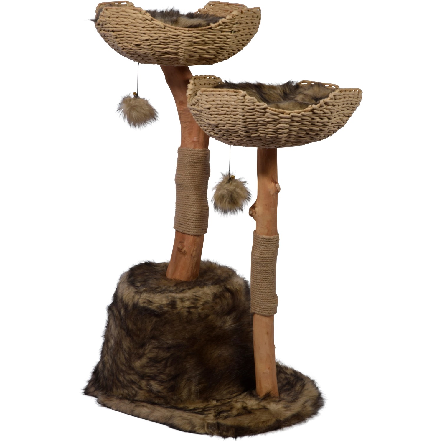 Dobar Kratzbaum Tony mit Katzenhöhle und Naturstämmen, braun.