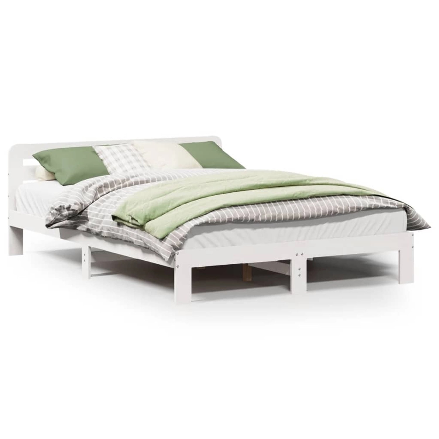 vidaXL Massivholzbett ohne Matratze Weiß 150x200 cm Kiefernholz 855553 günstig online kaufen