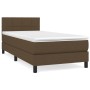 Boxspringbett dunkelbraun (90x200 cm) mit Matratze und Kopfteil.