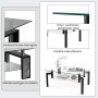 Costway Couchtisch Glas mit 2 Ebenen, Wohnzimmertisch mit Ablage und Metallbeinen.