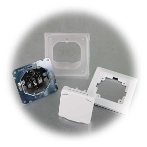 ChiliTec MILOS Steckdose mit Deckel IP44 Weiß Matt mit Rahmen