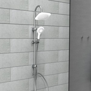 Überkopf Brauseset Teneriffa mit Kopf- und Handbrause, weiß-chrom, mit Brauseschlauch.