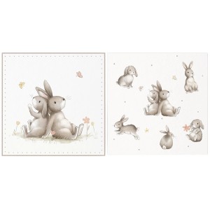 Boltze Servietten Knuffi mit Hasenmotiv, 2-lagig, weiß-beige, für Tischdekoration.