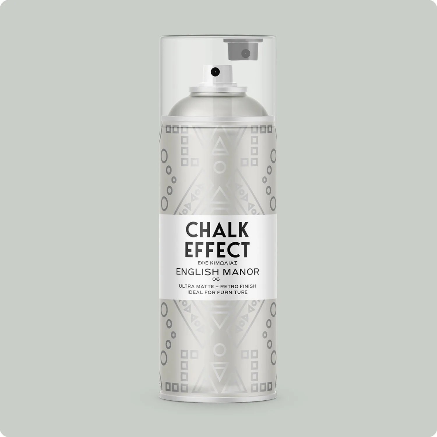 Silbergraue COSMOS LAC Kreidefarbe Spray Chalk Effect Englisches Manor Grau, matte Sprühfarbe für Möbel.