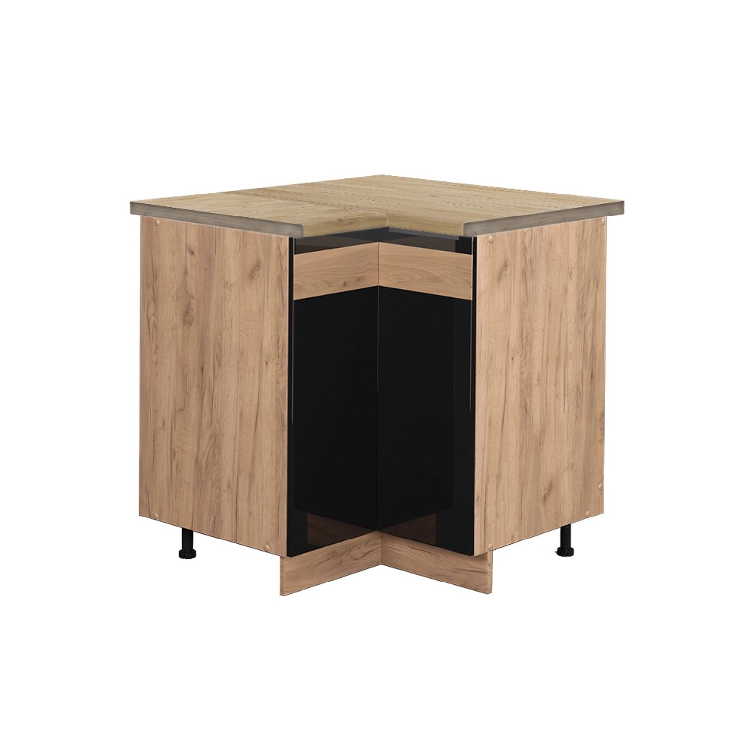 Vicco Eckunterschrank Fame-Line Schwarz Eiche hochglanz/Goldkraft Eiche 81 cm AP Eiche