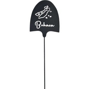 Schwarzer Boltze Gartenstab Bohnen, 52x12cm, mit Bohnen-Motiv als Gartendekoration.