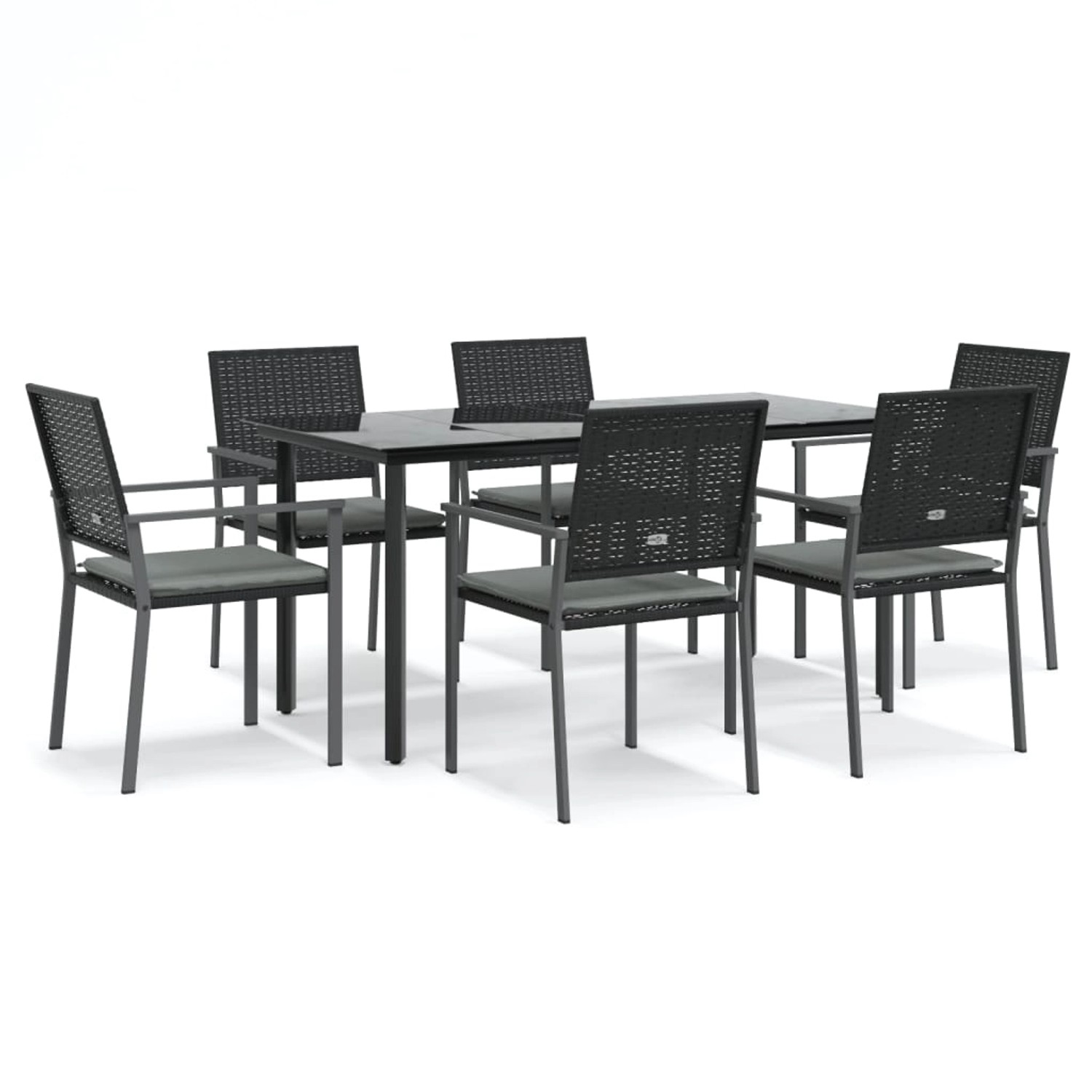 vidaXL 7-Tlg Garten-Essgruppe mit Kissen Poly Rattan und Stahl 3187026 günstig online kaufen