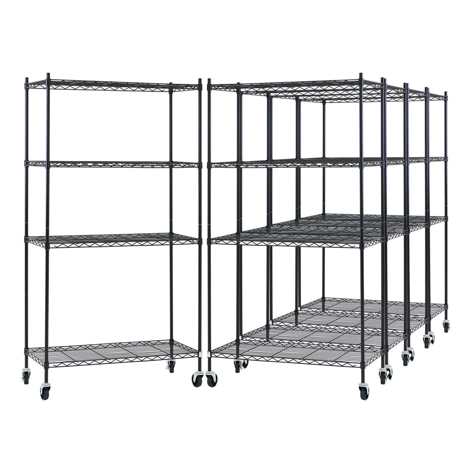 PROREGAL Mega Deal 5X Gitterregal HADES Mit Rollen & 4 Gitterböden Metall 160x90x40cm Fachlast 75kg Metallregal Schwarz  Küchenregal Aufbewahrung