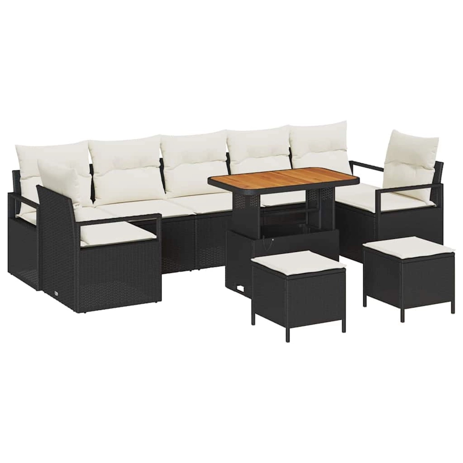 vidaXL Garten-Sofa-Set mit Speicher 10-Tlg Schwarz Poly Rattan 3362510 günstig online kaufen