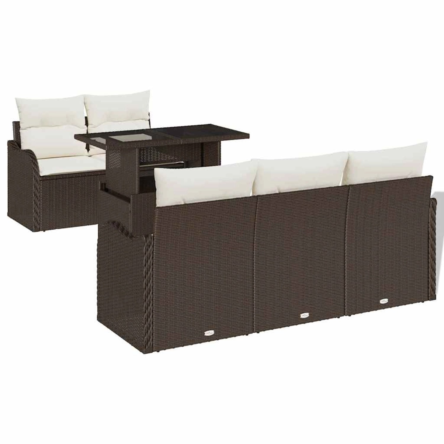 vidaXL Garten-Sofa-Set mit Kissen 6-Tlg Braun Poly Rattan 3348374 günstig online kaufen
