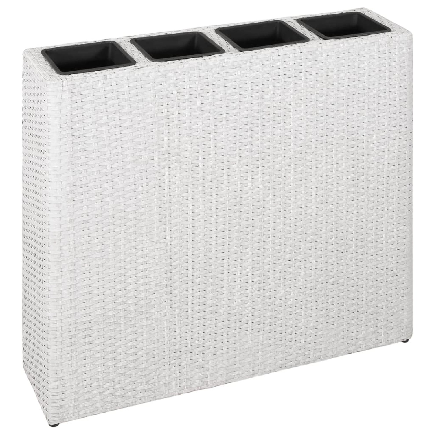 furnicato Garten-Hochbeet mit 4 Töpfen Poly Rattan Weiß