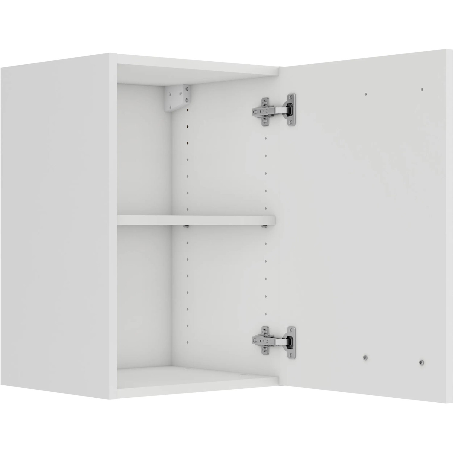 OPTIFIT Oslo214 Küchen-Hängeschrank, 40 cm, Feinstruktur Weiß, mit offener Tür und Einlegeboden.