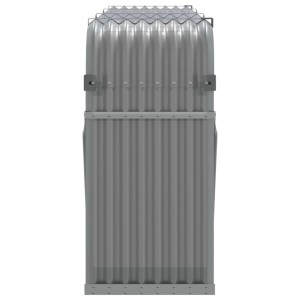 Hellgrauer Kaminholzunterstand aus verzinktem Stahl für Kaminholz Lagerung.