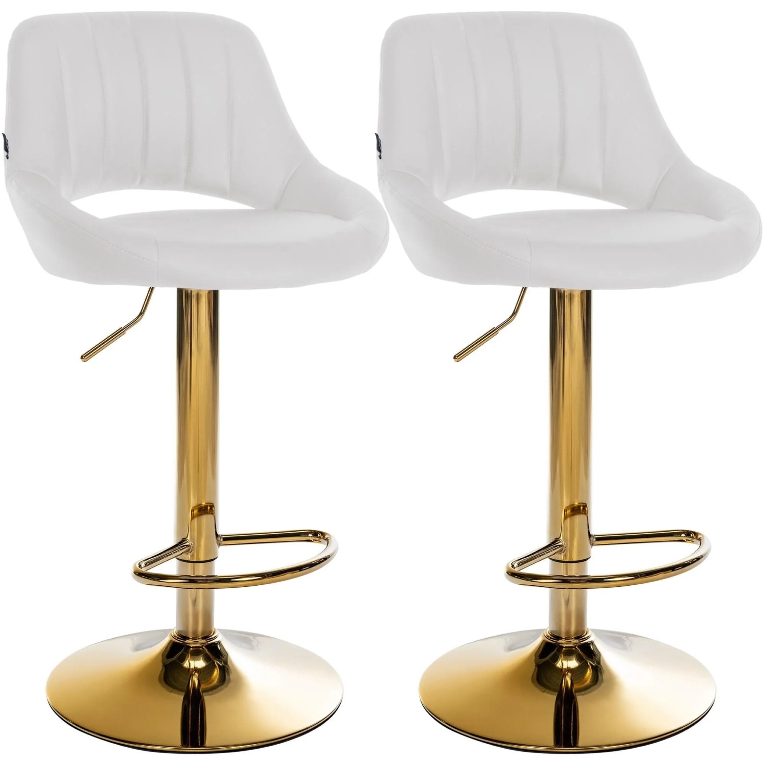CLP 2er Set Barhocker Milet Kunstleder Metall Gold/Weiß