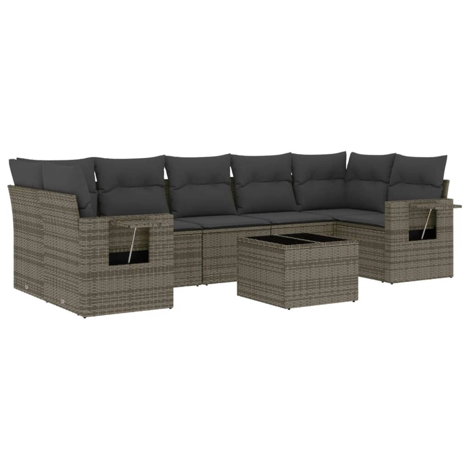 vidaXL 8-Tlg Garten-Sofagarnitur mit Kissen Grau Poly Rattan 3219939 günstig online kaufen