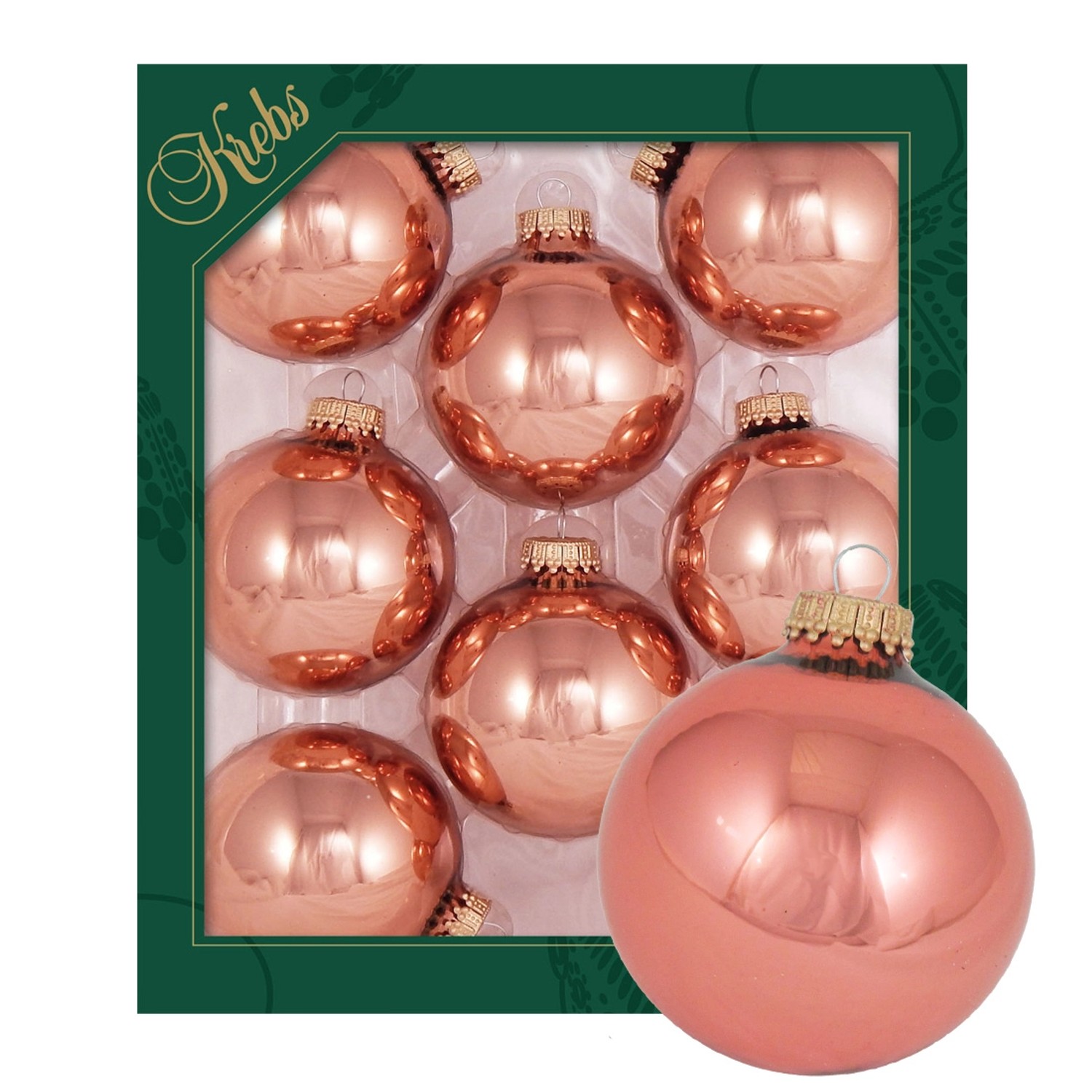 Krebs Glas Lauscha Weihnachtskugeln Uni-Design Antonia Kupferfarbig 7cm