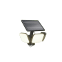 Schwarzer Philips Zyren Solar LED-Außenstrahler mit drei Leuchten und Solarpanel.