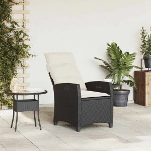 vidaXL Gartensessel mit Beistelltisch Verstellbar Schwarz Poly Rattan 4108270