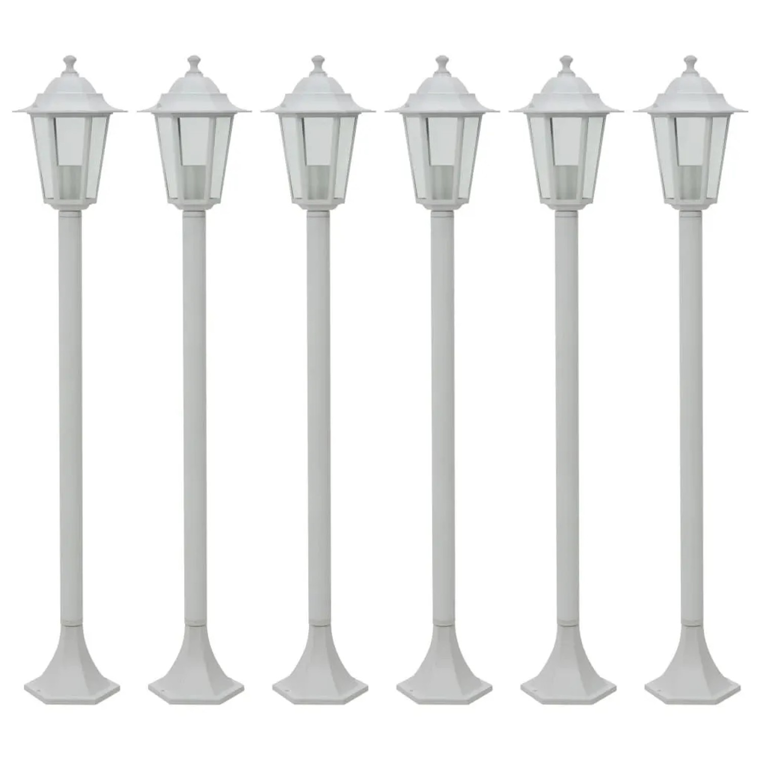 vidaXL Garten-Pollerleuchte 6 Stk E27 110 cm Aluminium Weiß 44215