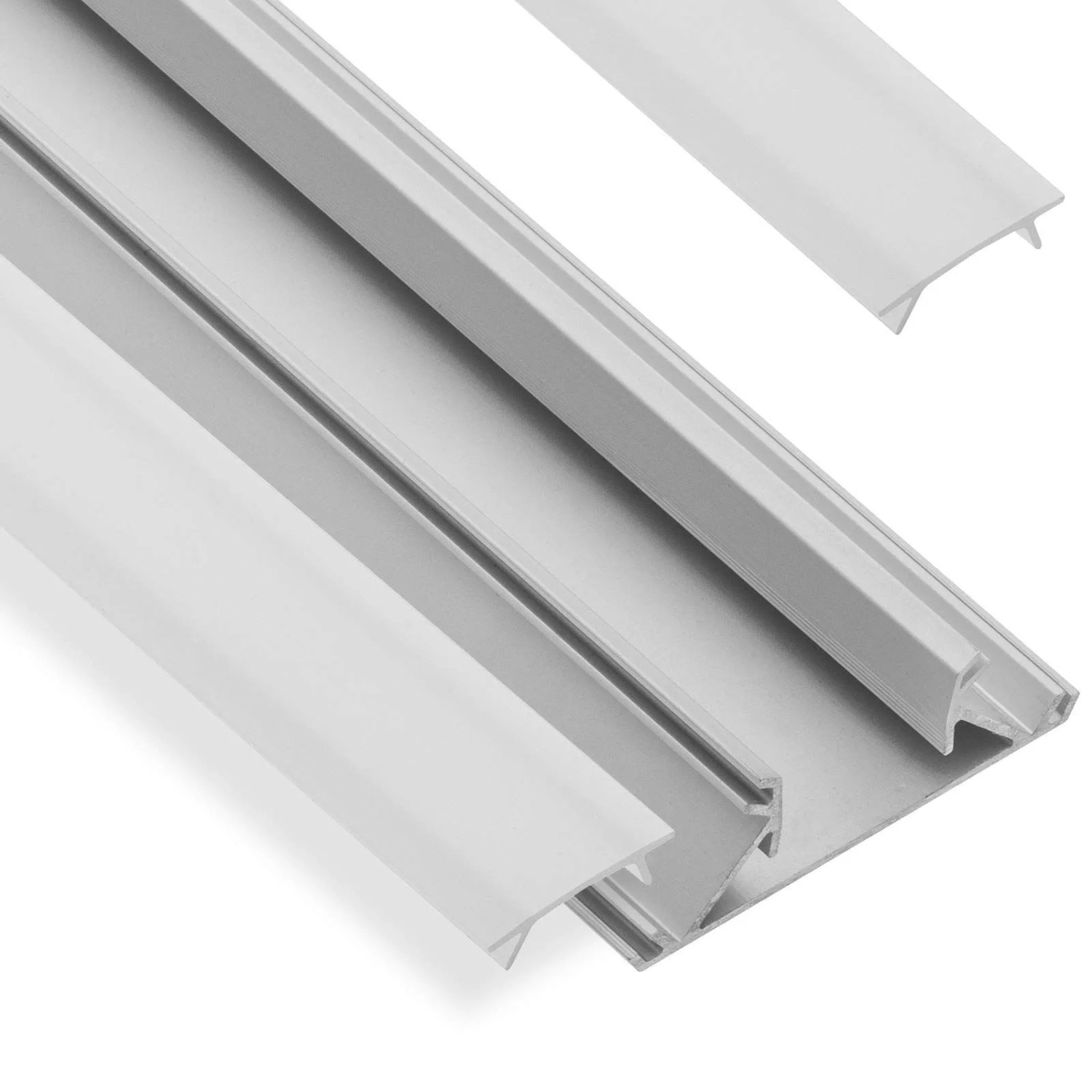 SOTECH LED Profil 47A für 19 mm Plattenstärke 2 m mit Opaler Abdeckung für Zwei LED Streifen