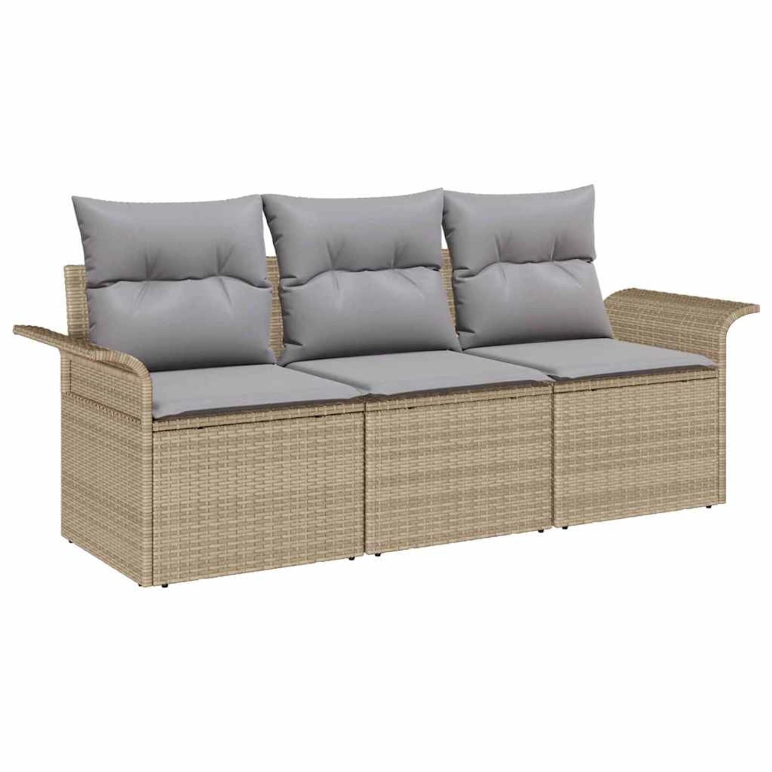 vidaXL Garten-Sofa-Set mit Kissen mit Speicher 3-Tlg Beige Poly Rattan 3353 günstig online kaufen