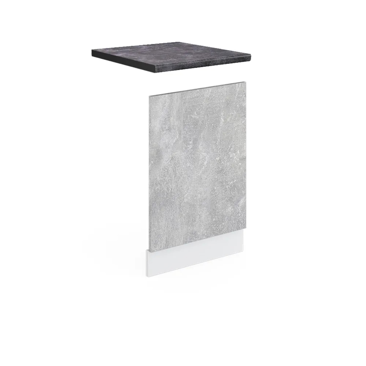 Vicco Frontblende R-Line Geschirrspüler Fronttür Beton/Weiß 45 cm AP Anthrazit