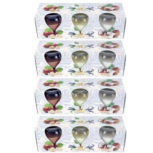 HS Candle Duftkerzen Selection 12er Pack Relax: Kerzen mit Haselnuss-, Vanille- und Kokosduft.