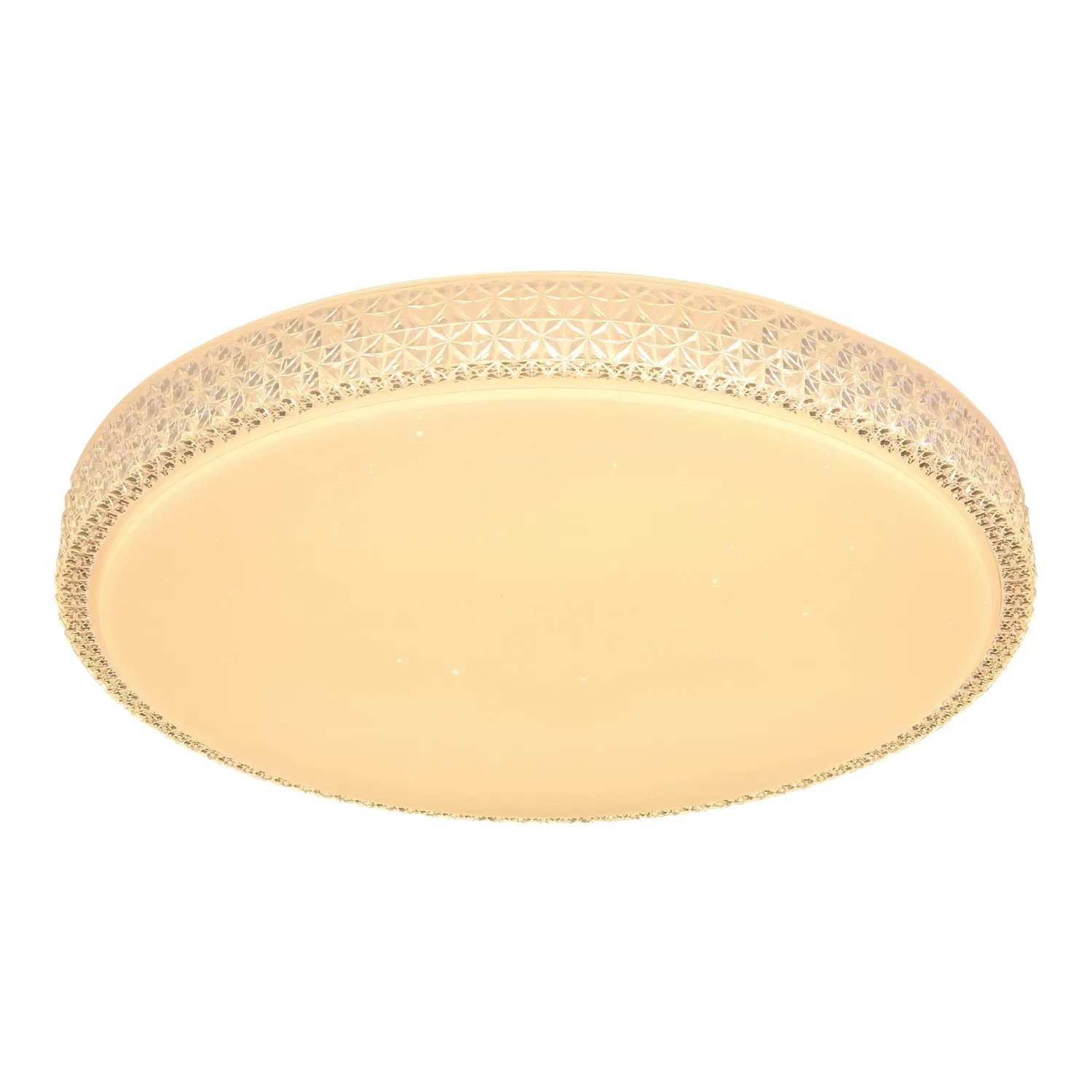 Weiße LED-Deckenleuchte Ovi (Ø 60 cm) mit Dimmfunktion und Fernbedienung.