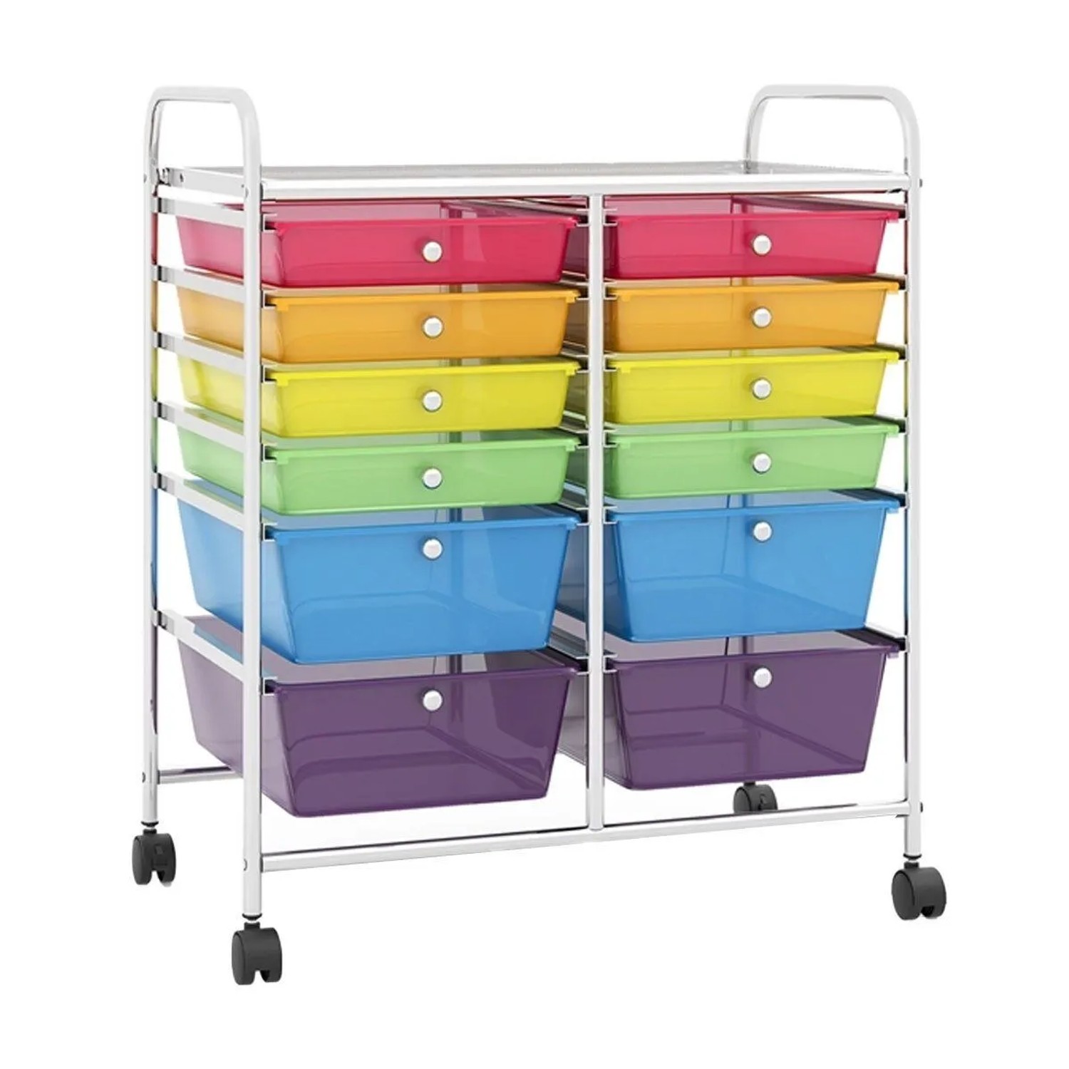 Costway Rollwagen mit 12 Stapelbaren Schubladen Transparent Bunt günstig online kaufen
