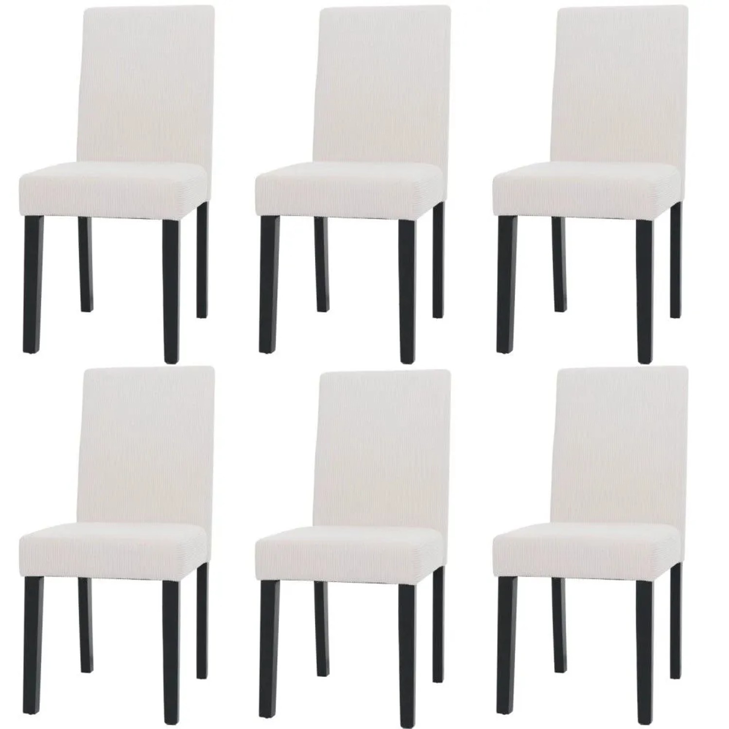 MCW Esszimmerstuhl Littau Cord 6er-Set Creme Dunkle Beine