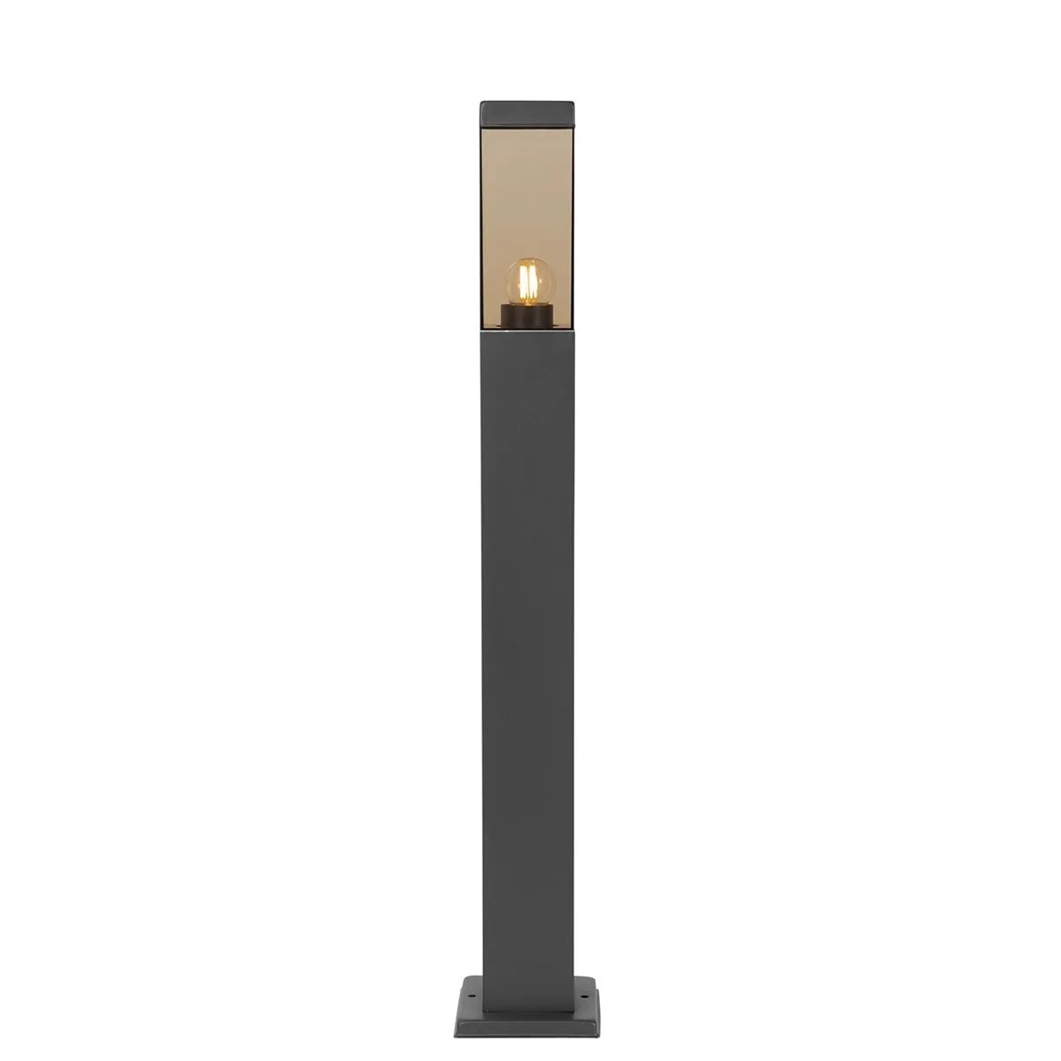 QAZQA Moderne Außen Stehleuchte Dunkelgrau mit Rauchglas 80 cm Malios_8
