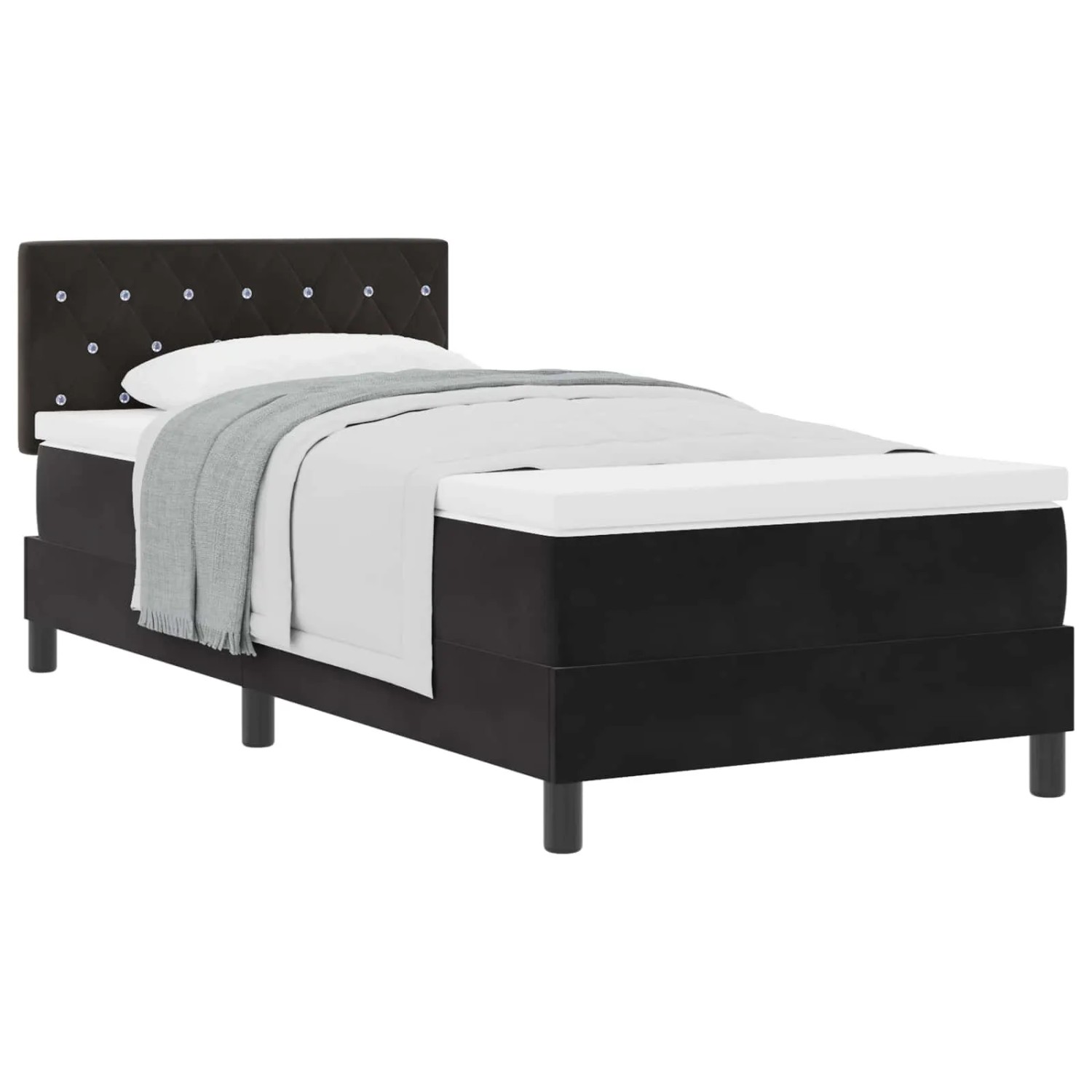 vidaXL Boxspringbett mit Matratze Schwarz 100 x 200 cm Samt 3339088 günstig online kaufen