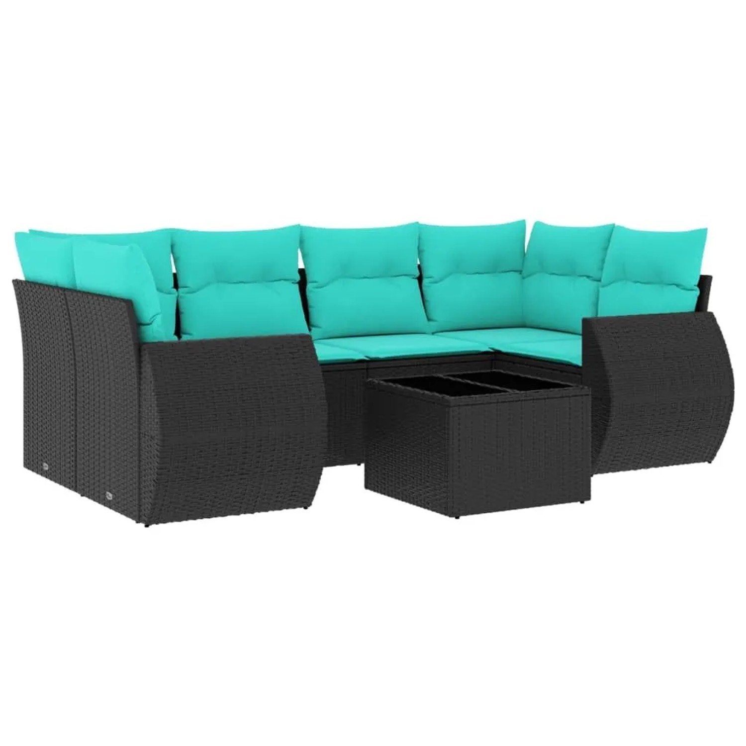 vidaXL 7-Tlg Gartensofa-Set mit Kissen Schwarz Polyrattan 3221116 günstig online kaufen