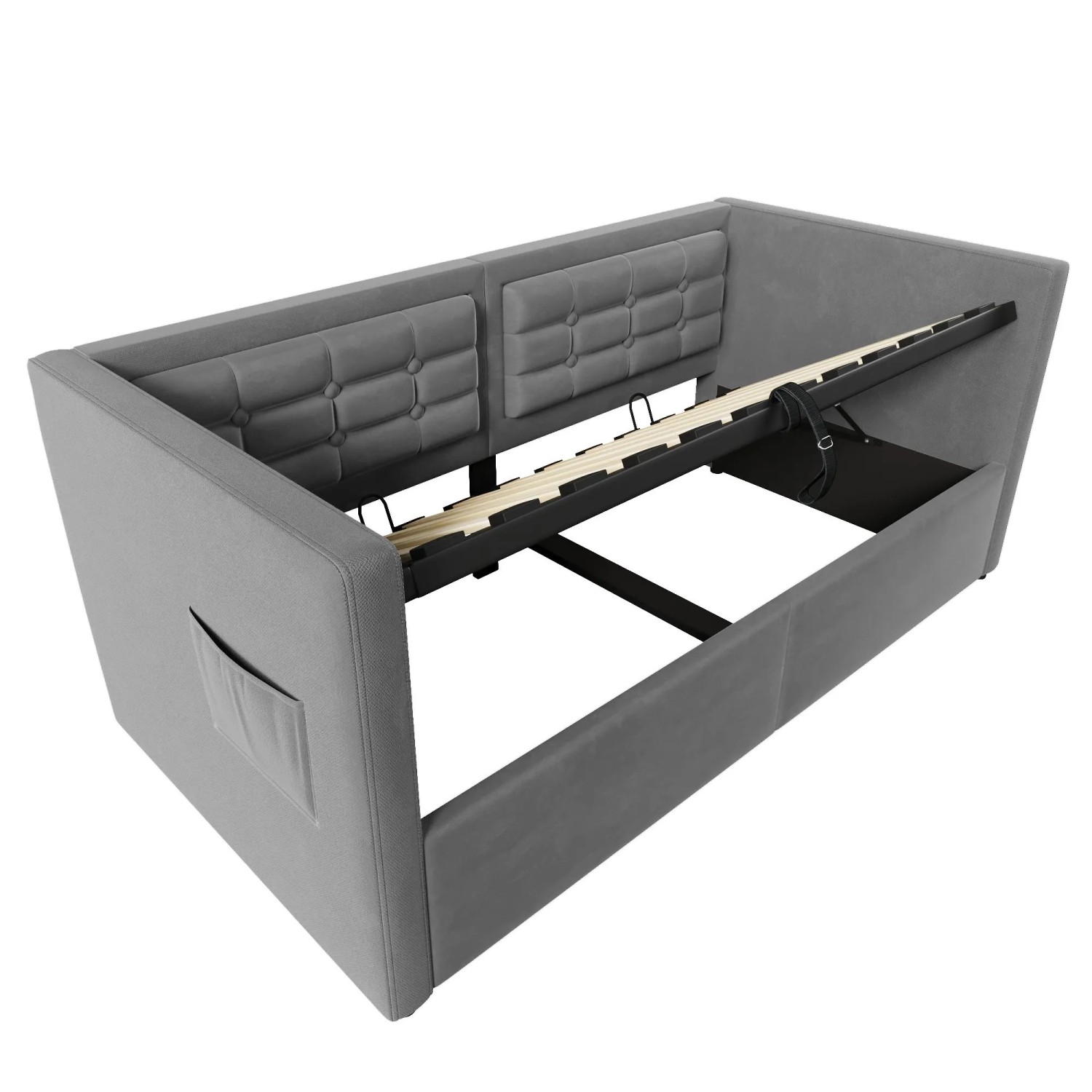 Merax Sofabett 90x200cm Hydraulik USB-C Stauraum Grau