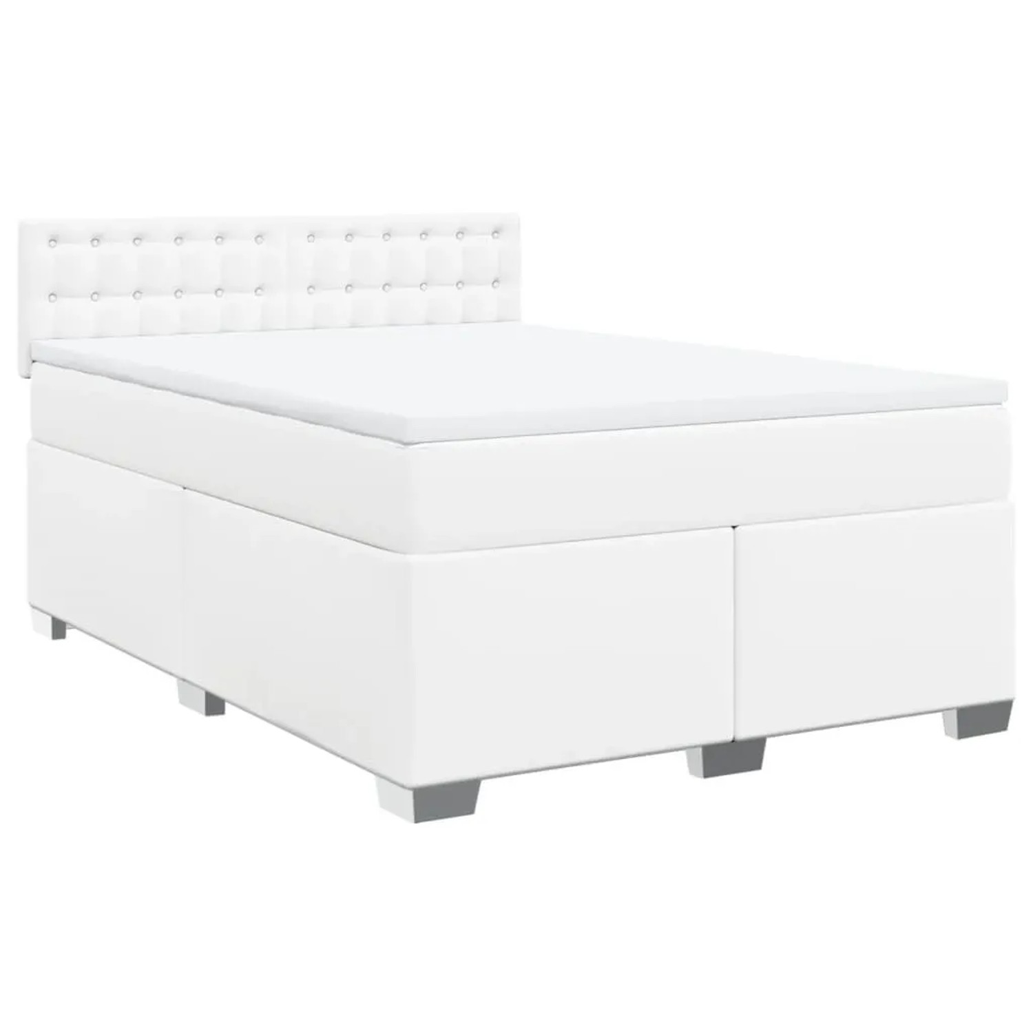 vidaXL Boxspringbett mit Matratze Weiß 140x200 cm Kunstleder 3288425 günstig online kaufen