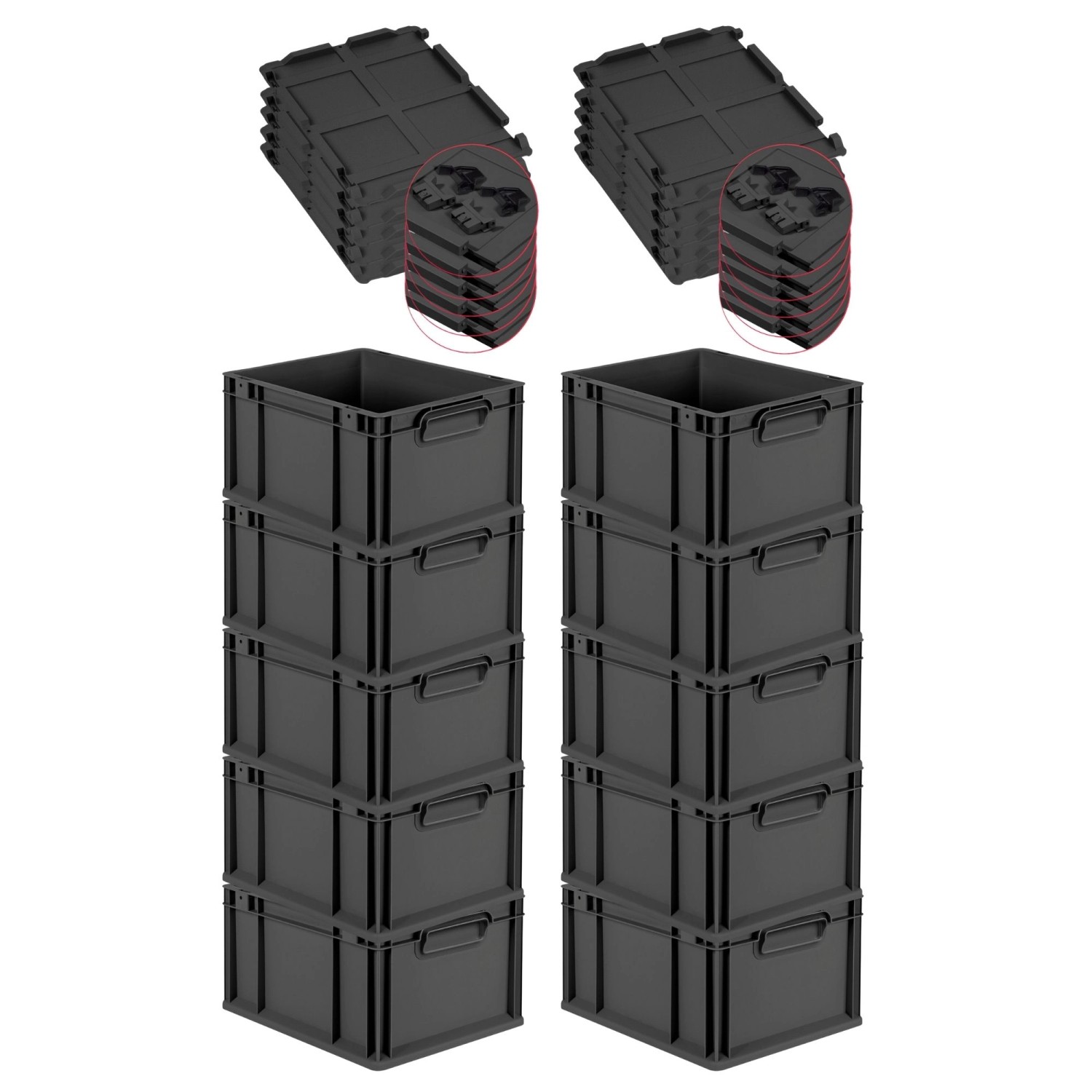 PROREGAL SuperSparSet 10x Eurobox Nextgen Grip Mit Scharnierdeckel Und Schw günstig online kaufen