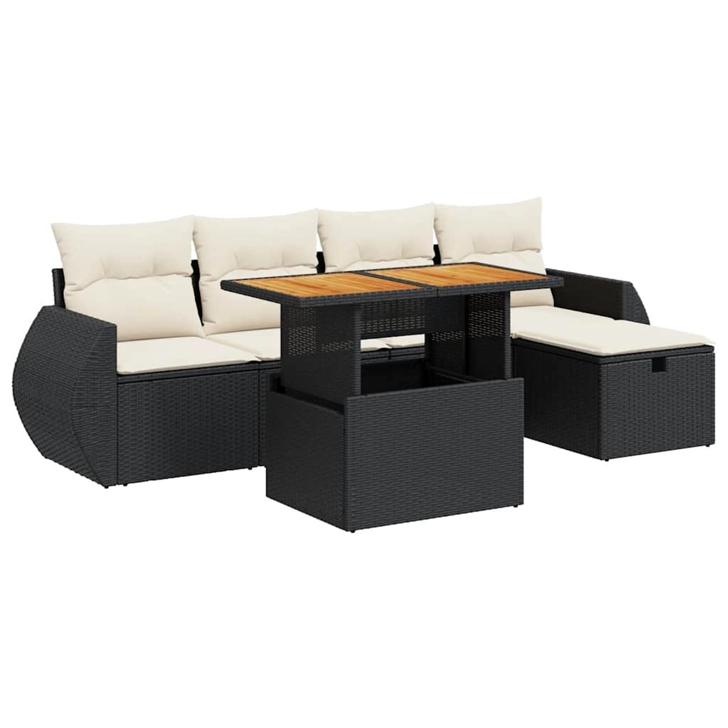 vidaXL 6-Tlg Garten-Sofagarnitur mit Kissen Schwarz Poly Rattan 3328050 günstig online kaufen
