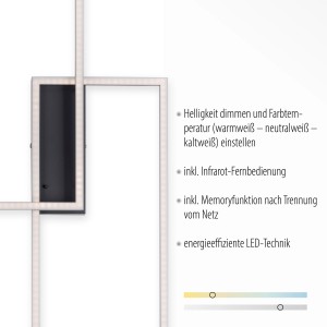 Moderne LED-Deckenleuchte Iven, 60,5 cm, schwarz, dimmbar mit Fernbedienung.