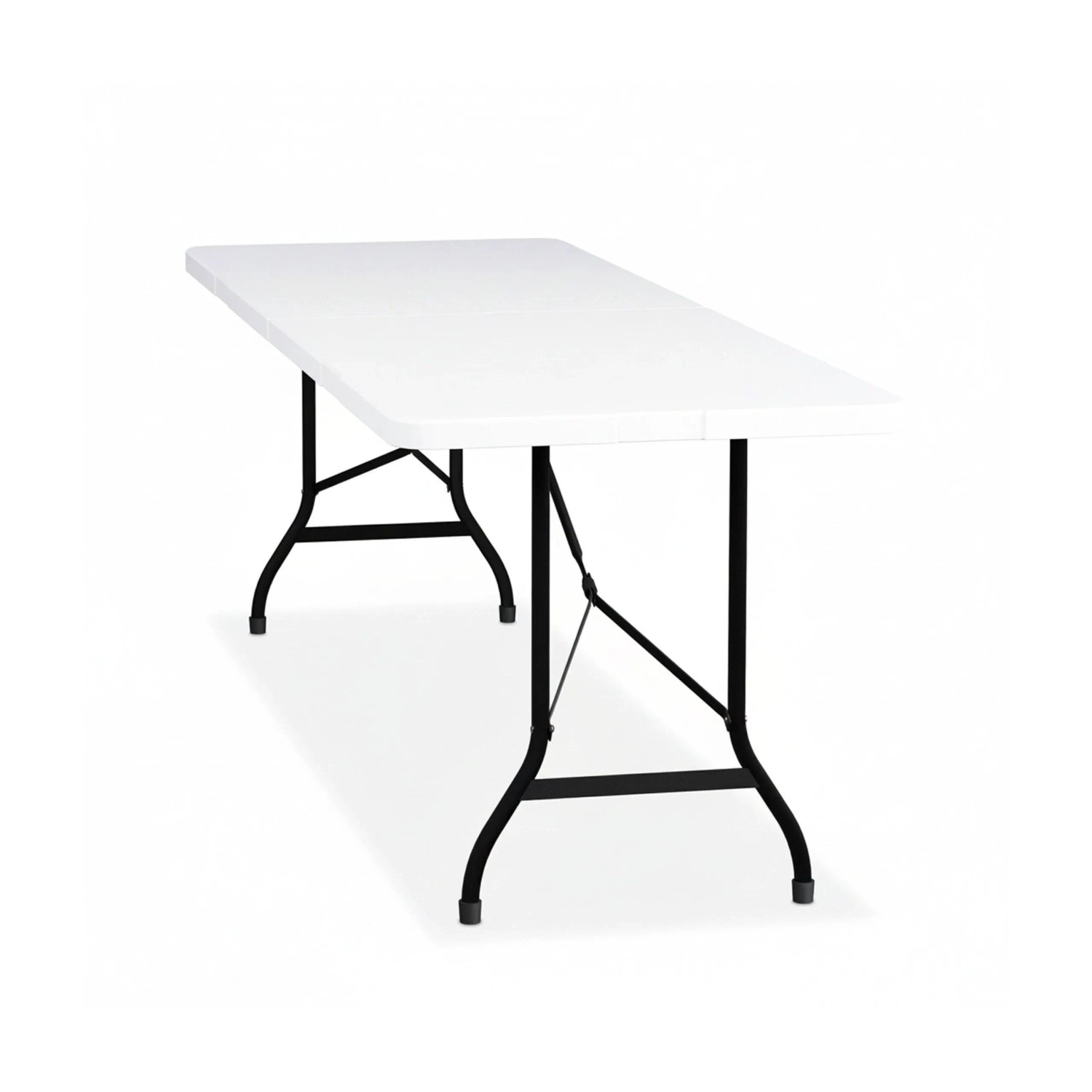 Relaxdays Gartentisch Kunststoff Stahl Weiß/Schwarz Klappbar Tragegriff 75 cm x 220 cm x 68 cm 13,3 kg