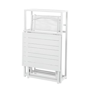 Platzsparendes, weißes Balkon-Set von Svita, zusammengeklappt. Ideal für kleine Balkone.