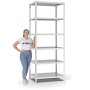 PROREGAL Fachbodenregal, Schraubsystem, lichtgrau, 6 Böden, 250x100x60 cm, beidseitig nutzbar.