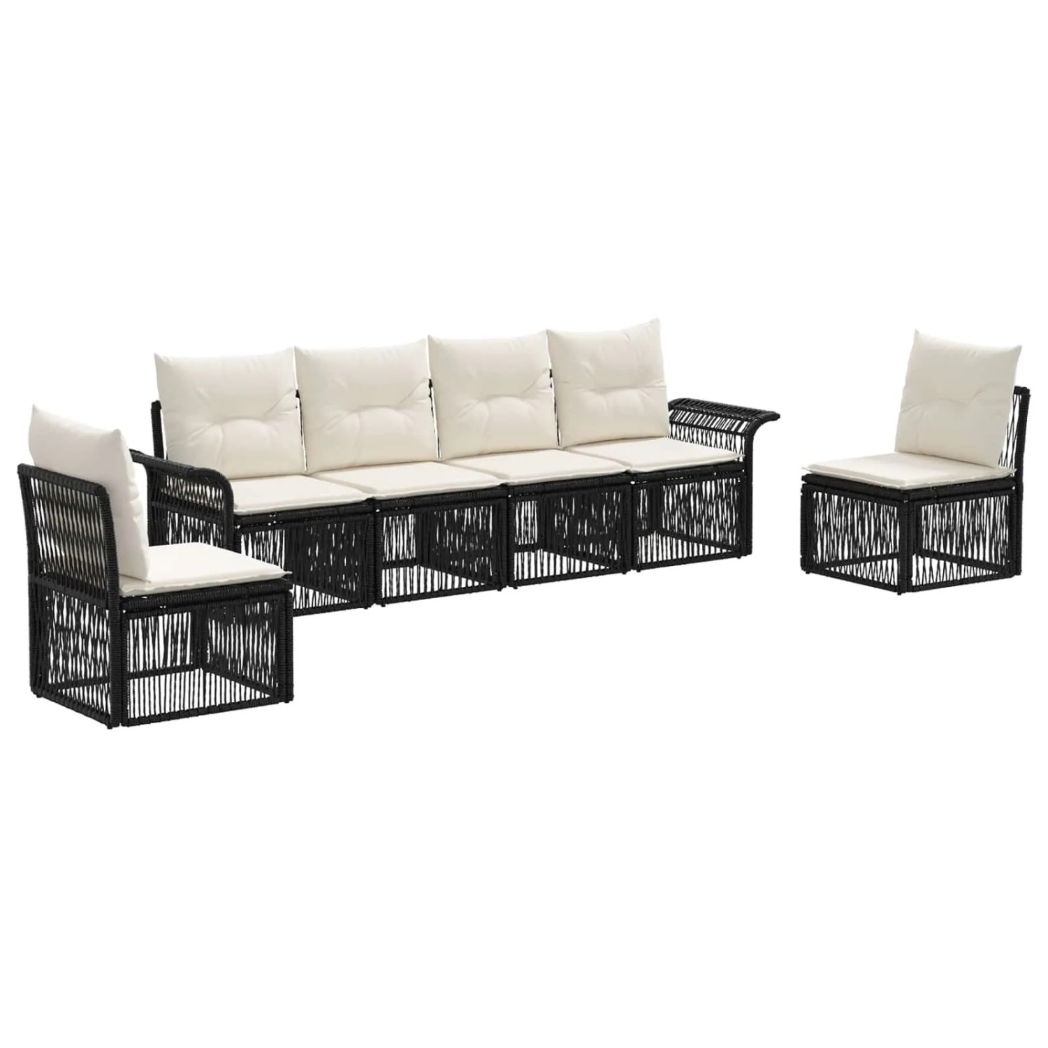 vidaXL Gartensofa-Set 6-Tlg Schwarz Poly-Rattan 3434791