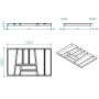 Techn. Zeichnung SOTECH ORGA-BOX II Besteckeinsatz silbergrau für Nobilia Schubladen, Maße 705x462x45 mm, Kunststoff.