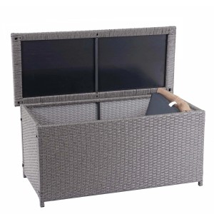 Proregal Poly-Rattan Kissenbox HxBxT 63x135x52cm Basic Grau 320L Gartentruhe Auflagenbox Truhe