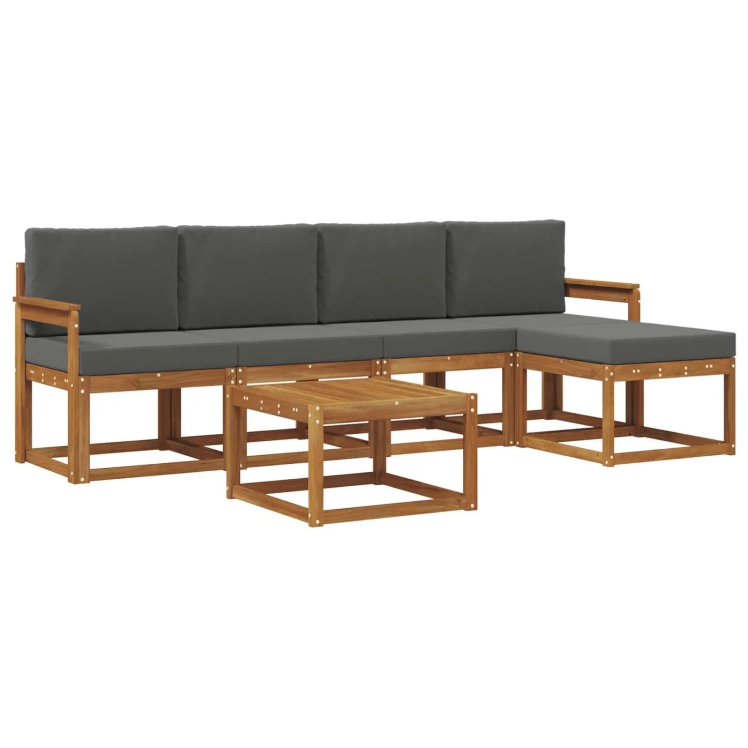 vidaXL Outdoor-Sofagarnitur mit Kissen 6 Stk Natur und Anthrazit 3366280