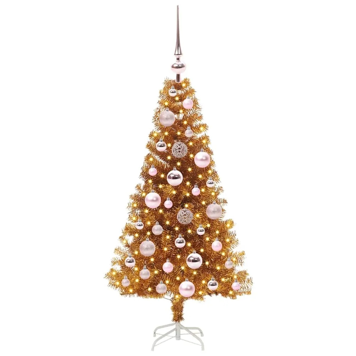 vidaXL Weihnachtsbaum mit 150 LEDs mit Ständer Gold 120 cm PET 3396605