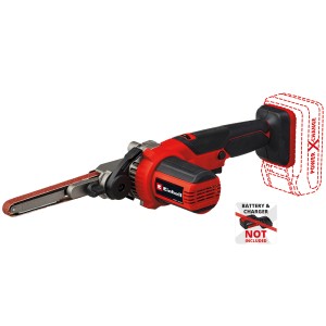 Einhell Akku-Bandfeile TE-BF 18 V Li-Solo (ohne Akku/Ladegerät) mit Schleifband und Transporttasche.